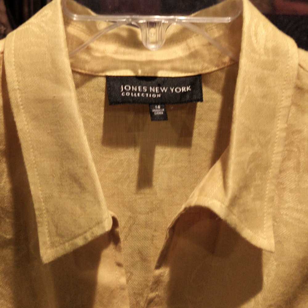 FINAL PRICE NWOT Jones New York Collection 100% Linen Gold Light Jacket - Picture 10 of 10